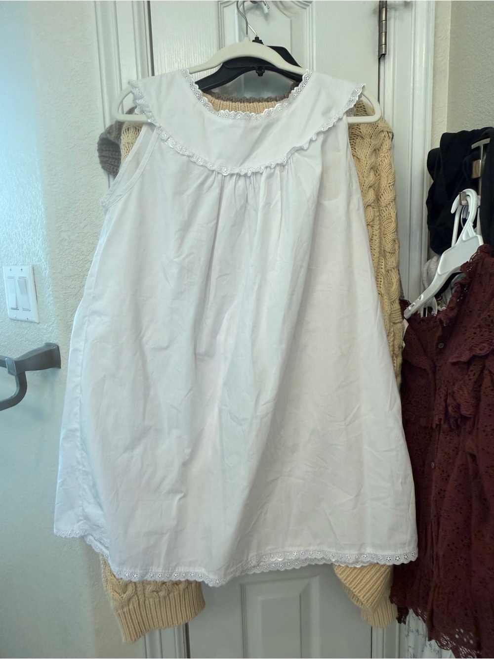 White Sleeveless Ruffled Collar Dress for Women